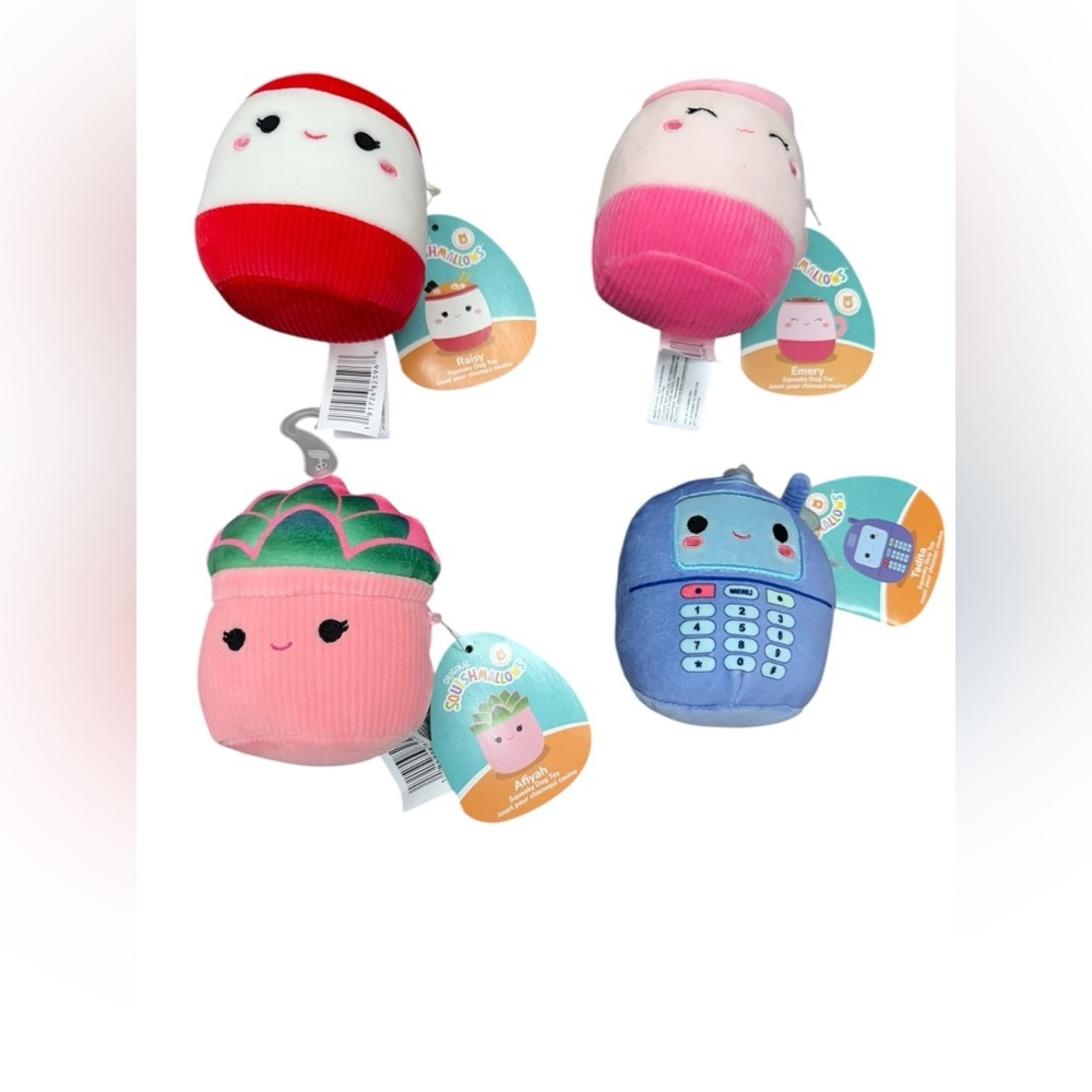 Squishmallows set of 4 squeaky dog toys NWOT By Jazwares